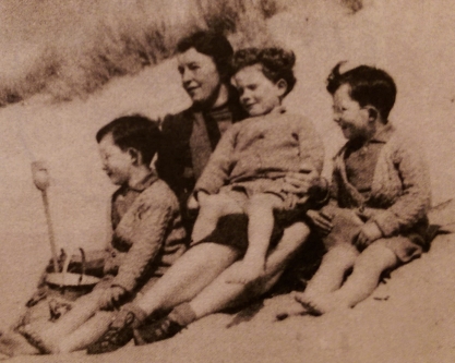 Ruth Ainsworth and sons at Borth-y-Gest, 1941